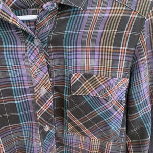RARE VINTAGE "GIL & Co" Plaid Shirt with Shiny Silver Threads Size Sm